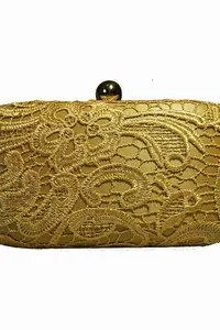 Altın Dantel Kutu Clutch