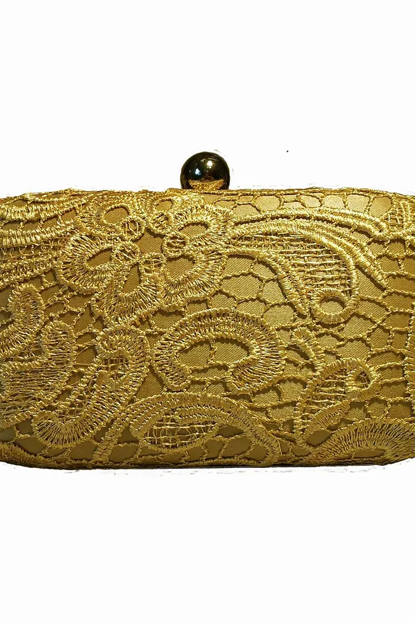 Altın Dantel Kutu Clutch
