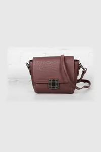Bordo Taş Tokalı Mini Çanta