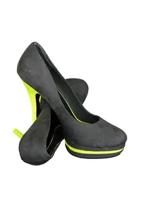Gri Süet Neon Platform Stiletto