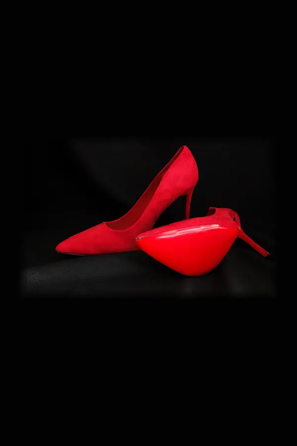 Kırmızı Süet Sivri Burun Stiletto