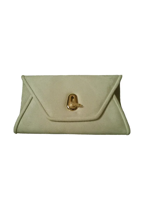Mint Süet Zarf Clutch
