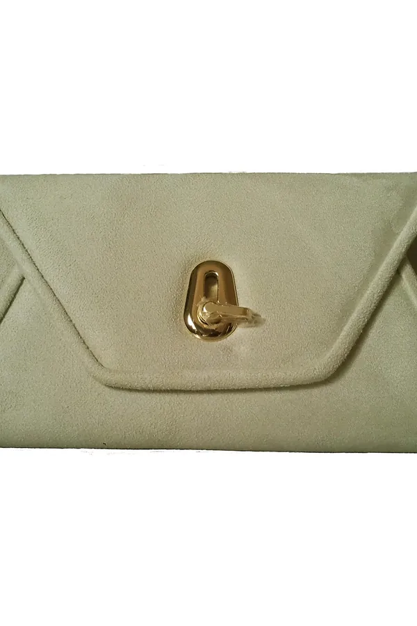 Mint Süet Zarf Clutch