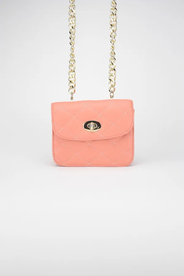 Pembe Kapitone Zincir Askılı Çanta