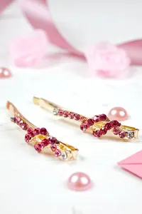 Pembe Taşlı Altın Saç Tokası